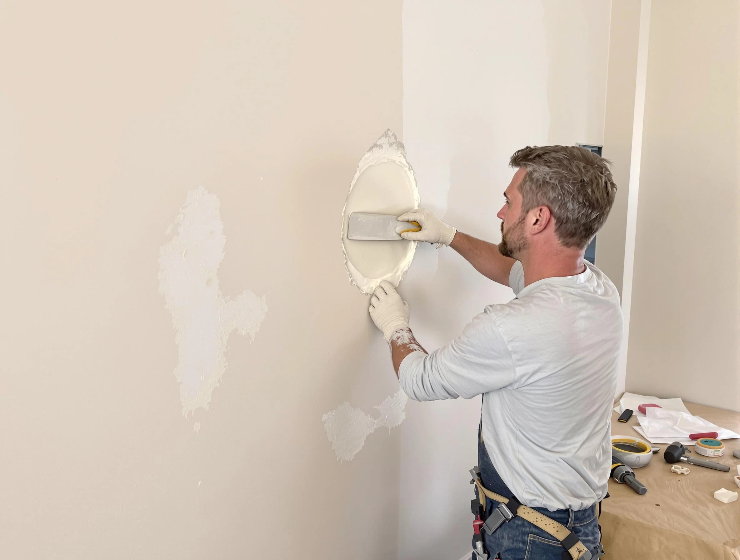 Cave Creek House Painters technician patching a drywall hole in Cave Creek, AZ