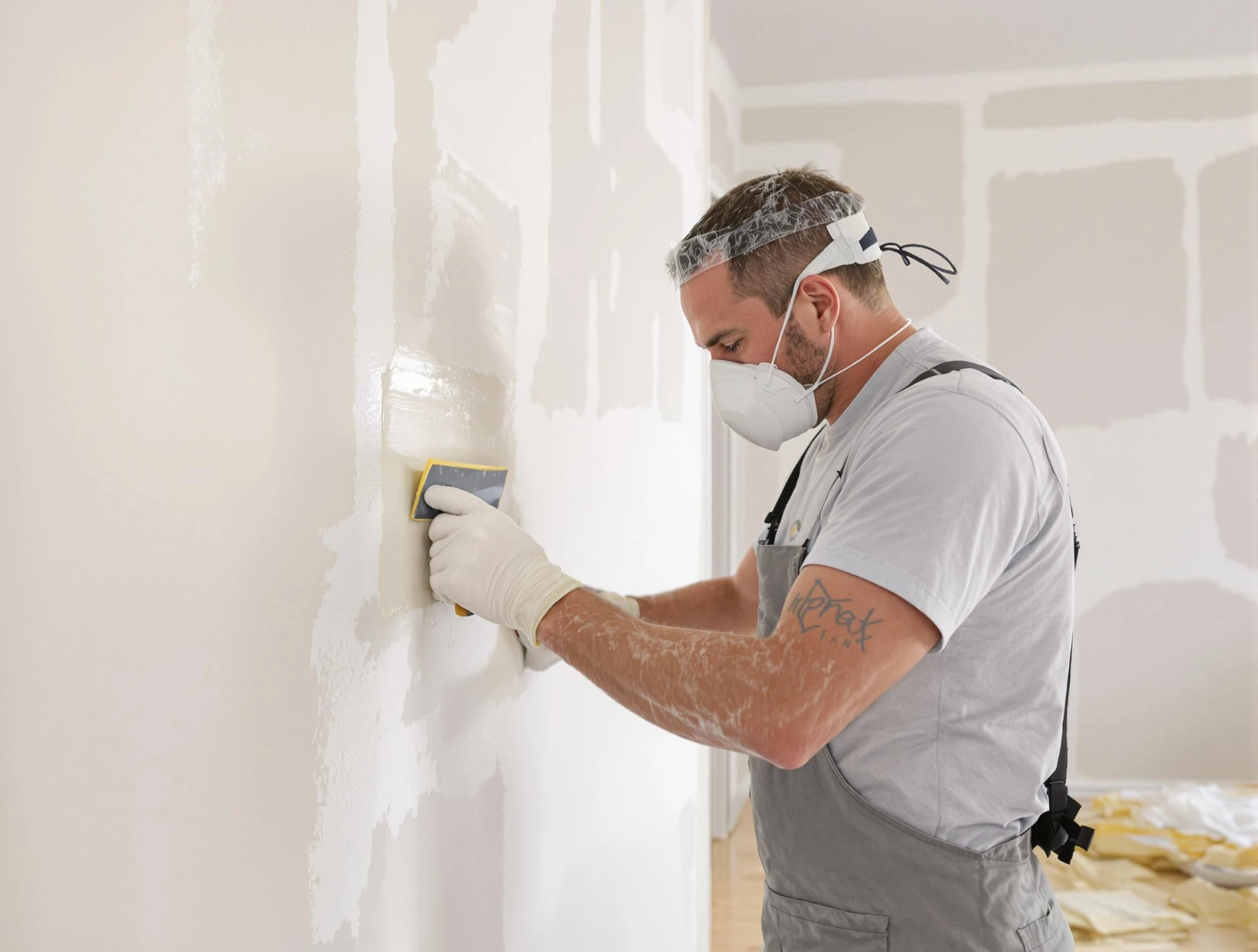 Cave Creek House Painters technician applying mud to drywall seams in Cave Creek, AZ