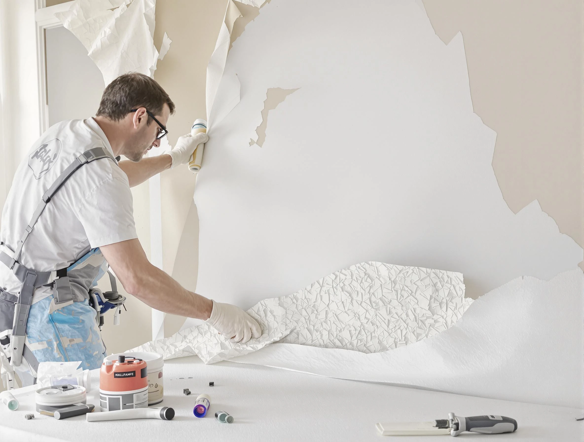 Detailed wallpaper removal and wall prep by Cave Creek House Painters in Cave Creek